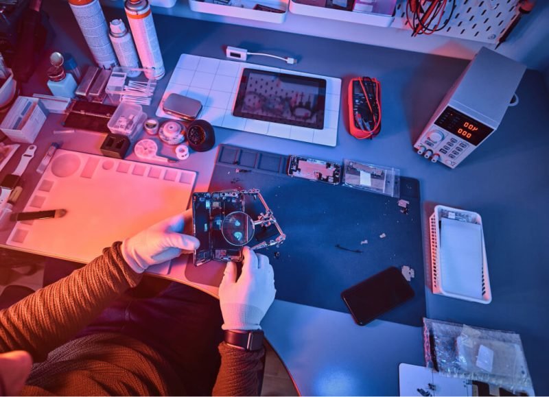 electronic technician holds a modern smartphone wi EYER5WF 800x579 1